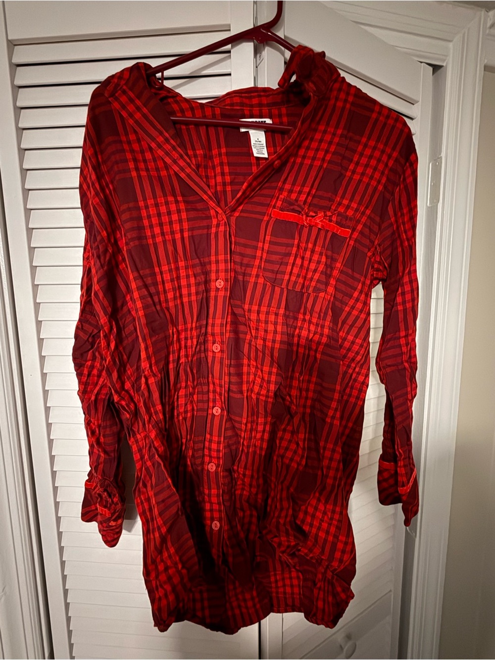 PINK Victoria's Secret Red Plaid Sleep Shirt